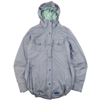 Vintage 2000s Nike 6.0 Striped Zip Up Snowboarding Jacket Womens Size L | Large, Blue