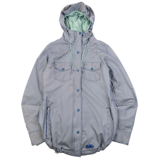 Vintage 2000s Nike 6.0 Striped Zip Up Snowboarding Jacket Womens Size L | Large, Blue