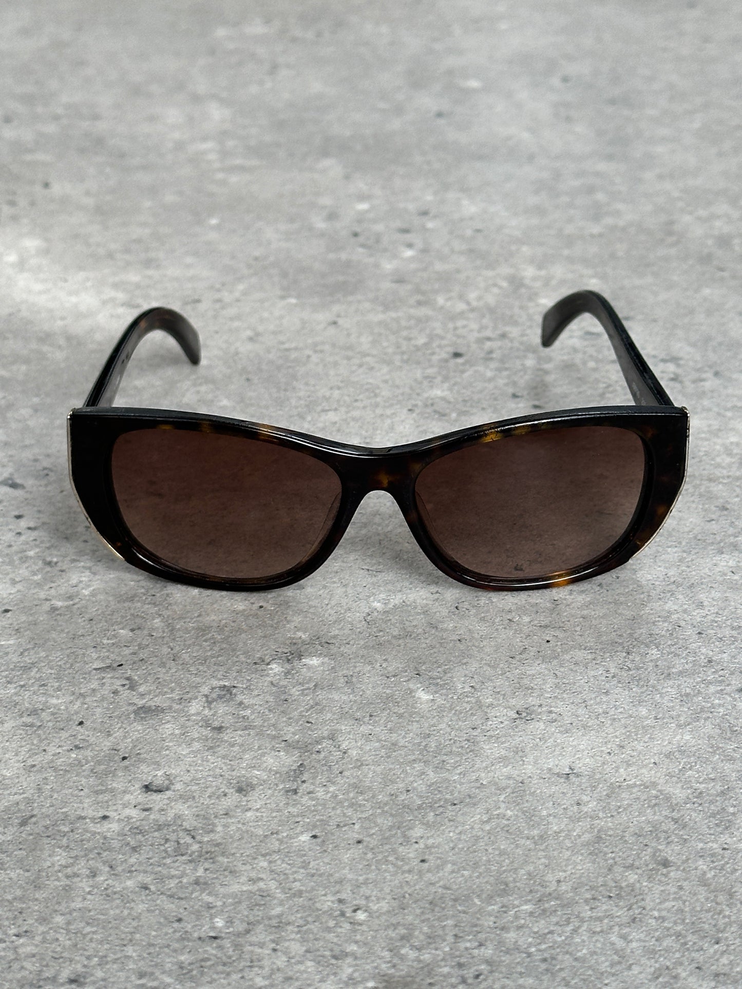Jil Sander 2000s Tortoiseshell Rectangular Logo Sunglasses