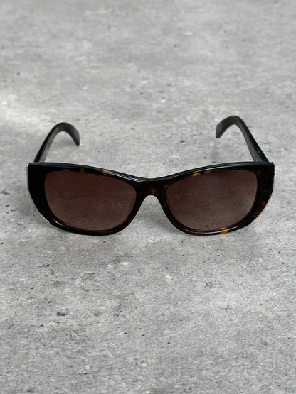 Jil Sander 2000s Tortoiseshell Rectangular Logo Sunglasses