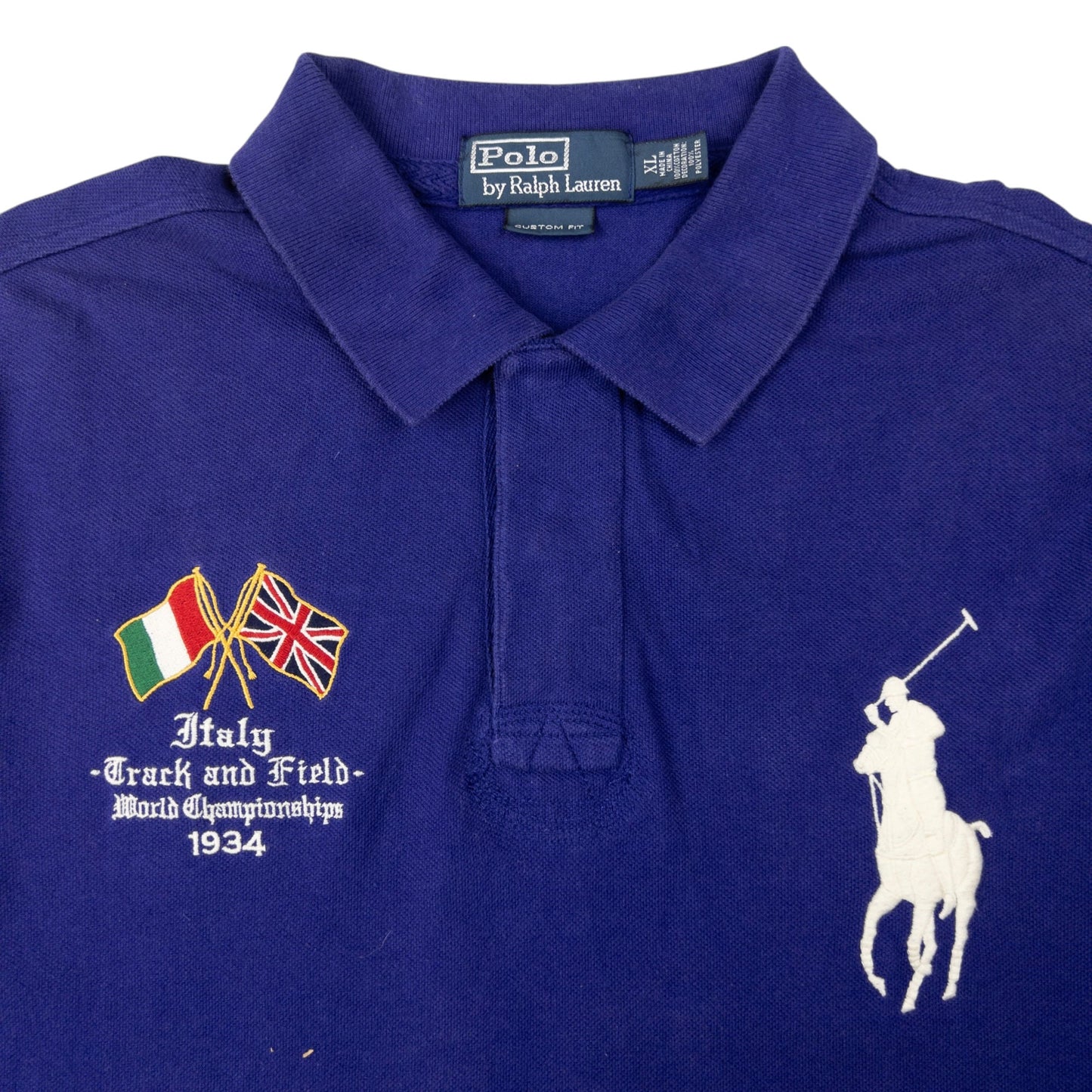 Vintage Polo Ralph Lauren Italy Track & Field Championship Polo Shirt Size XL