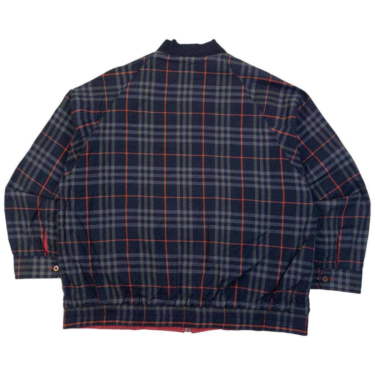 Vintage 90s Burberry Nova Check Reversible Bomber Jacket Size L | Large, Navy