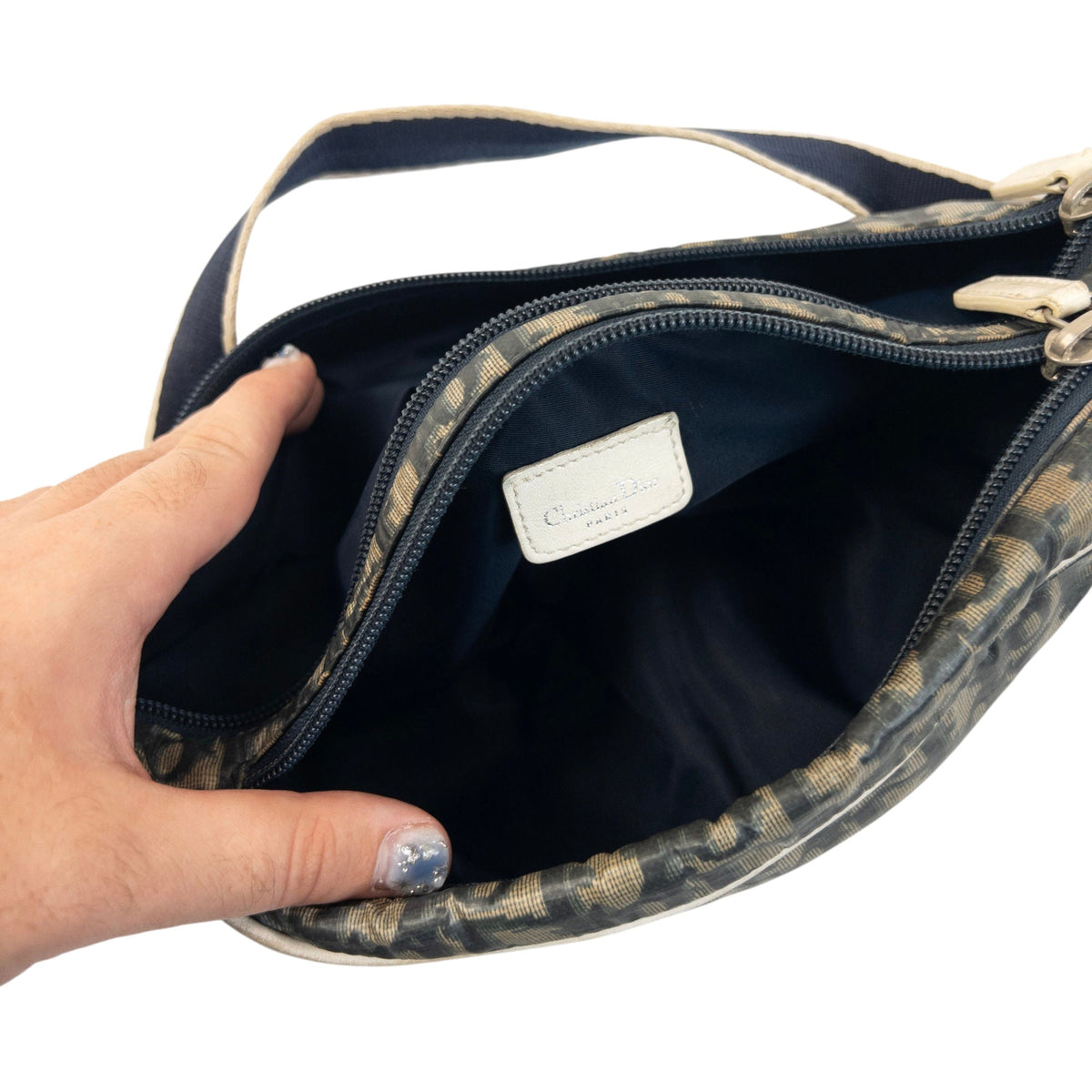 Vintage 2000s Dior Monogram Number Crossbody Bag | O/S, Navy