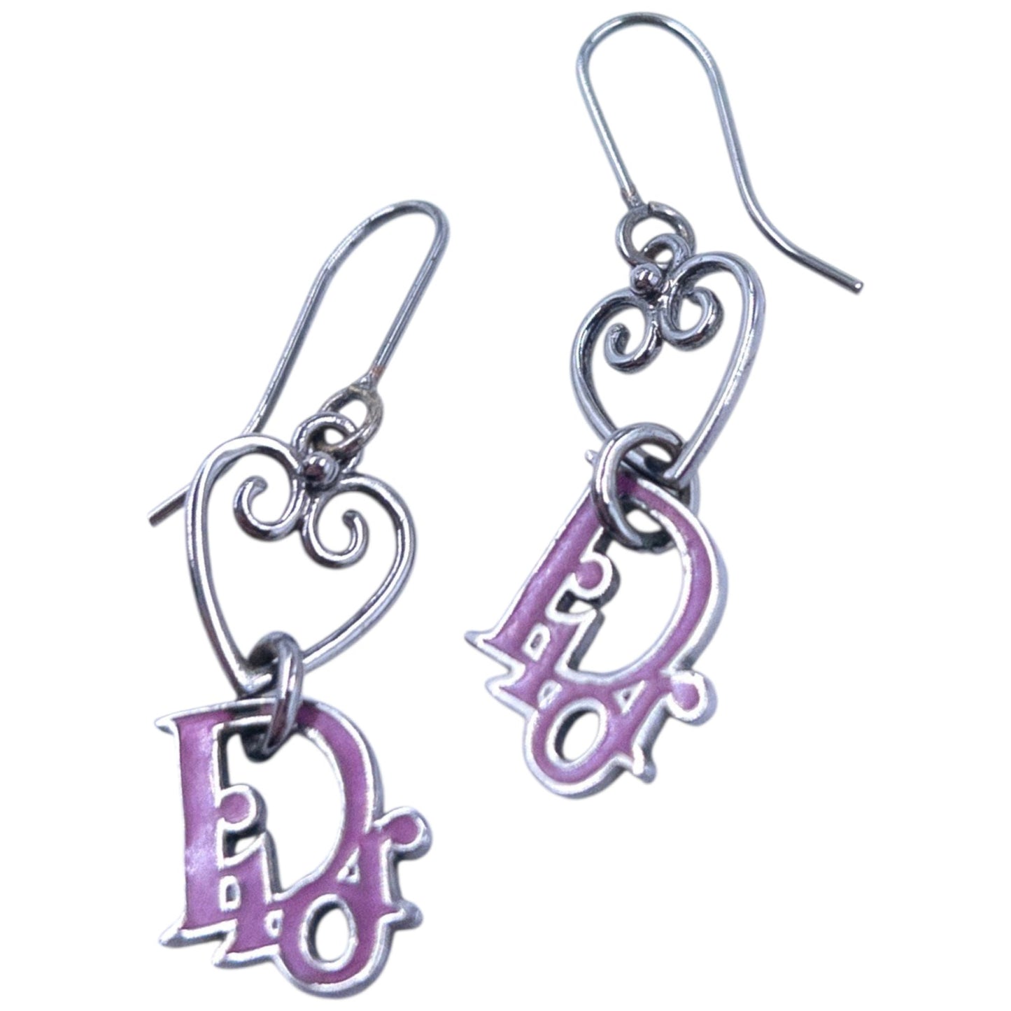 Vintage 2000s Dior By John Galliano Heart Logo Earrings | O/S, Multicoloured