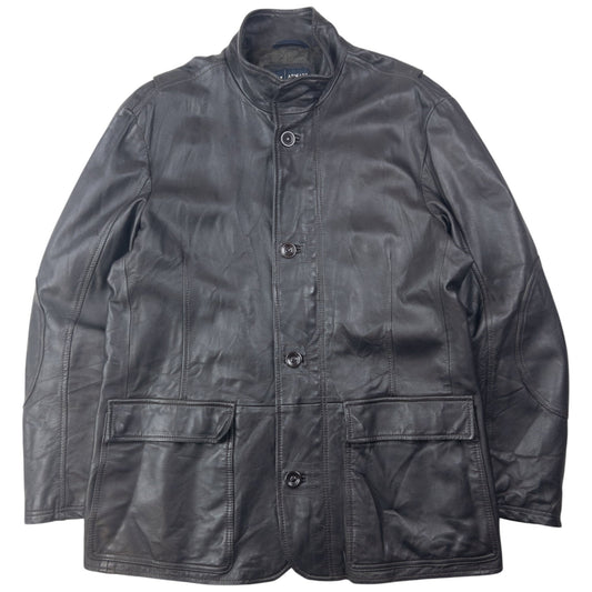 Vintage 2000s Armani Jeans Zip Up Leather Jacket Size L | Large, Black