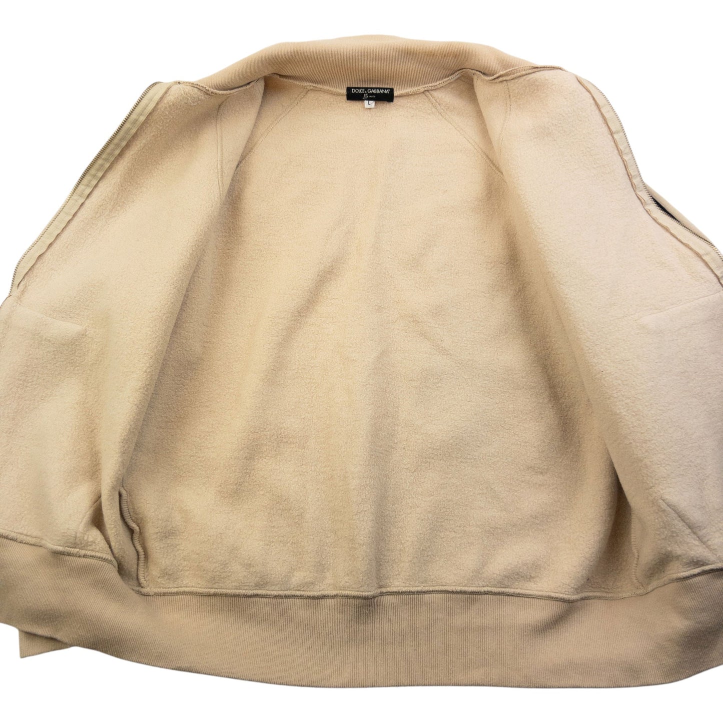 Vintage 2000s Dolce & Gabbana Zip Up Sweatshirt Size S | Small, Beige