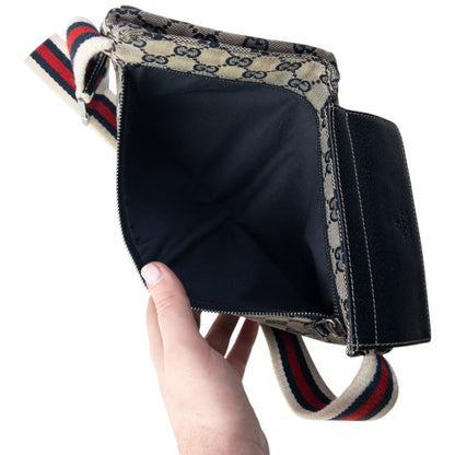 Vintage 2000s Gucci Monogram Crossbody Bag | O/S, Navy, Beige