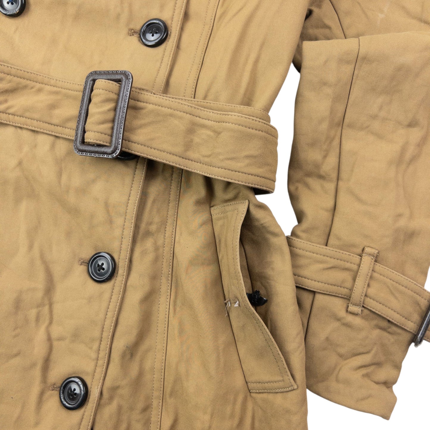 Vintage 2000s Burberry Belt Waist Trench Jacket Womens Size S | Small, Beige