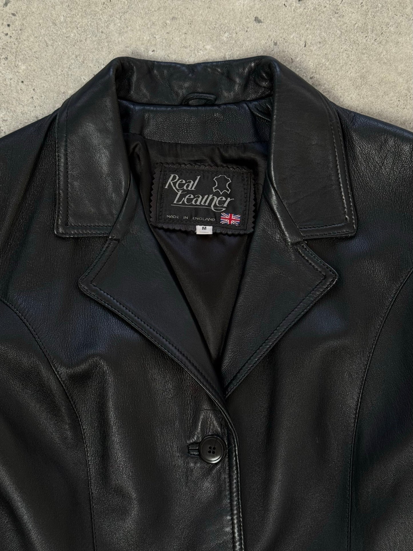 Vintage 1990s Leather Fitted Leather Jacket - S