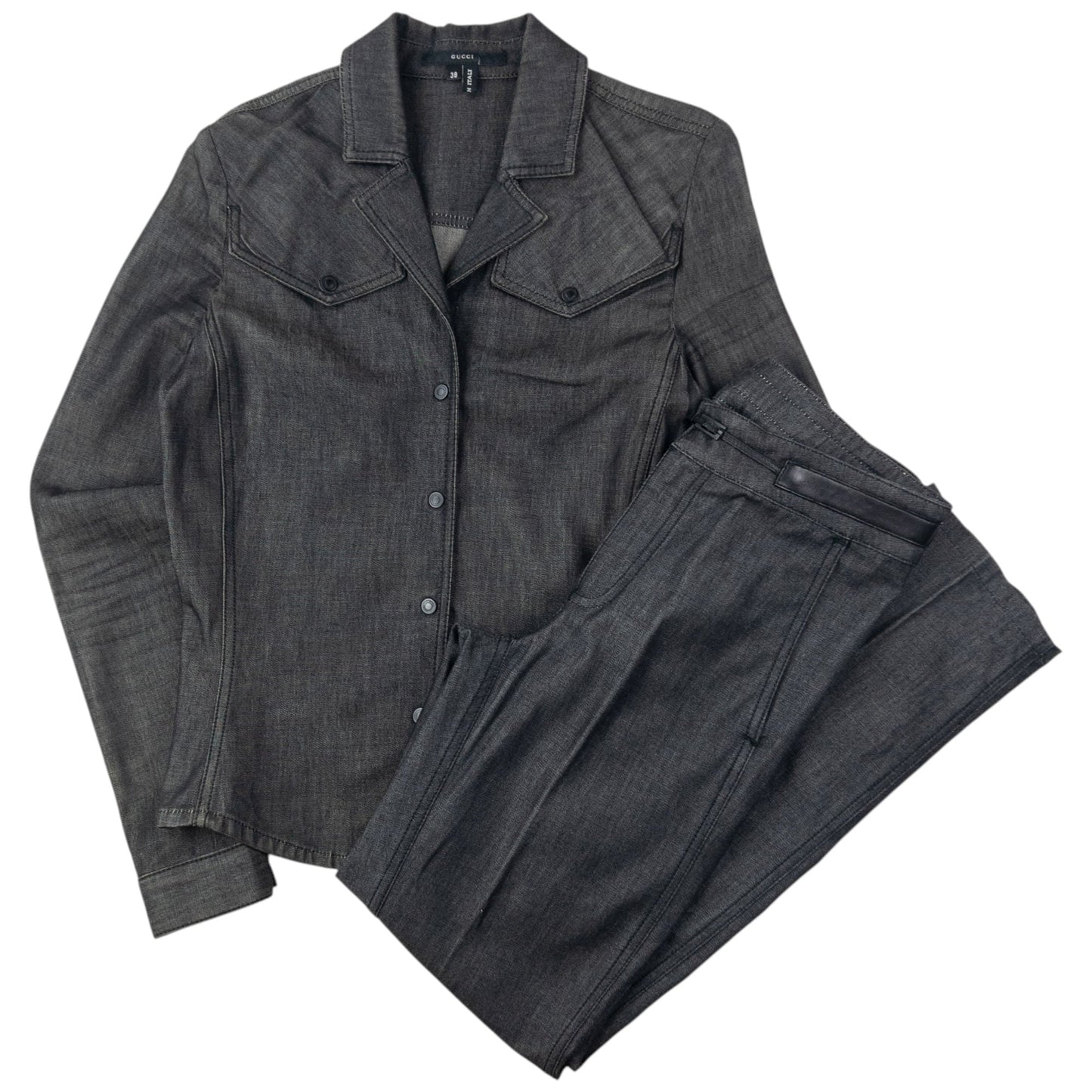 Vintage 2000s Gucci By Tom Ford Denim Jacket & Jeans Set Womens Size S | Small, Grey