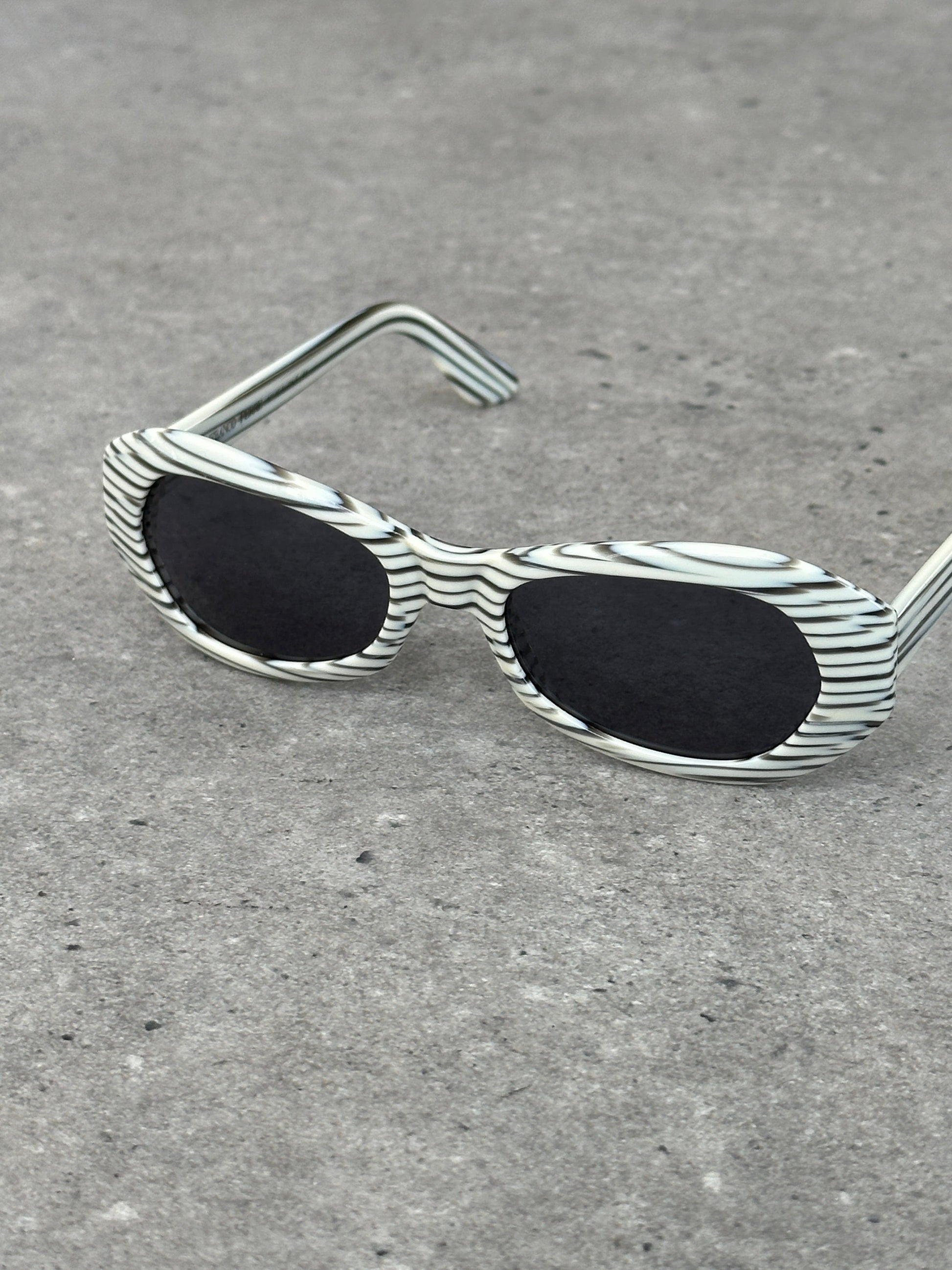 Gianfranco Ferre 1990s Oval Stripe Sunglasses