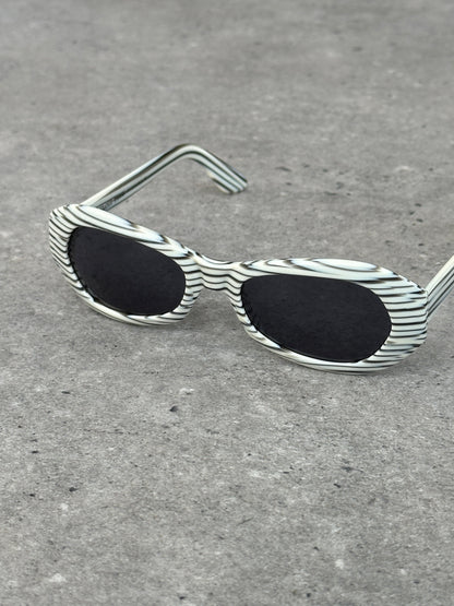 Gianfranco Ferre 1990s Oval Stripe Sunglasses