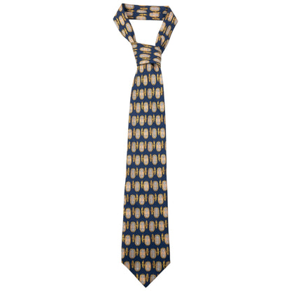 Vintage 80s Burberry Nova Check Cuff Link Print Silk Tie | O/S, Navy