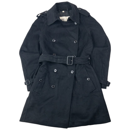 Vintage 2000s Burberry Belt Waist Wool Trench Jacket Womens Size S | Small, Black