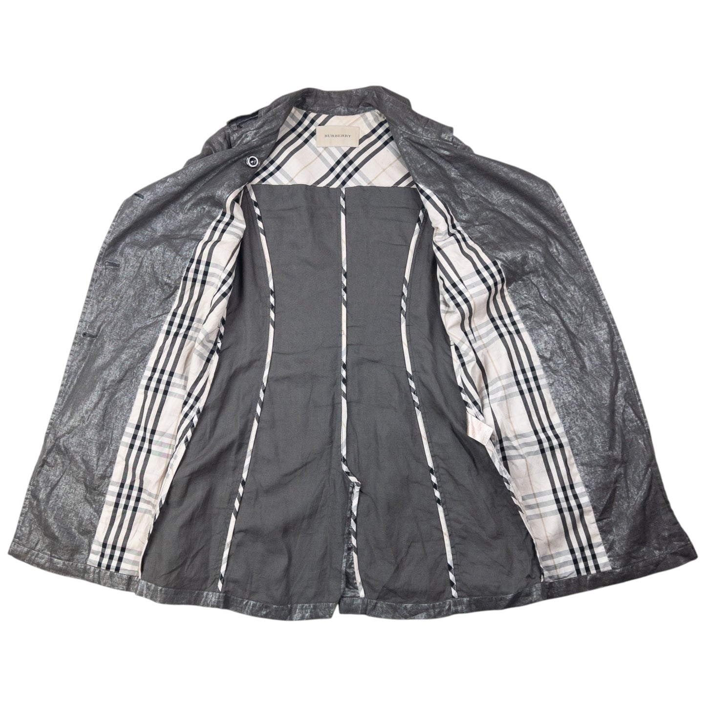 Vintage 2000s Burberry Metallic Trench Jacket Womens Size M