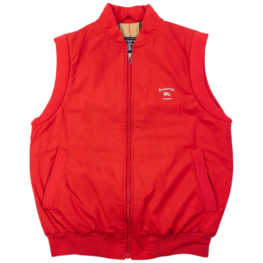 Vintage 90s Burberry Sport Nova Check Lined Gilet Size S | Small, Red