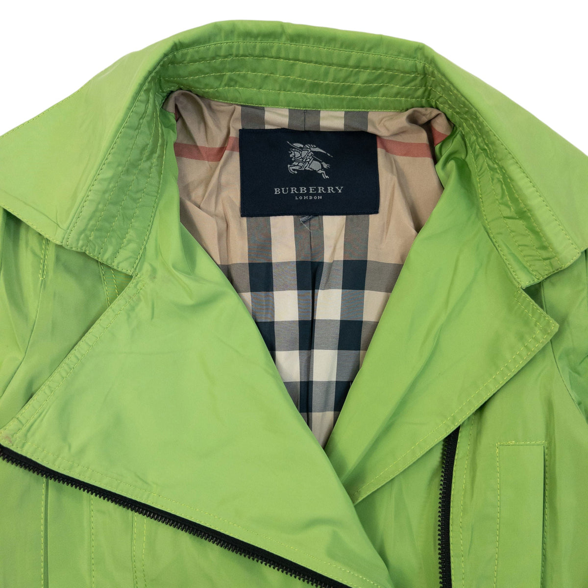 Vintage 2000s Burberry Nova Check Lined Belt Waist Jacket Womens Size M | Medium, Green