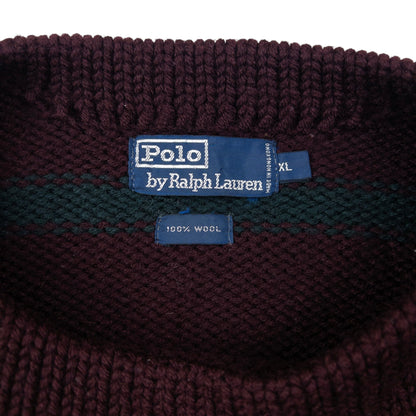 Vintage 90s Polo Ralph Lauren Crest Striped Knit Wool Jumper Size XL | XL, Multicoloured