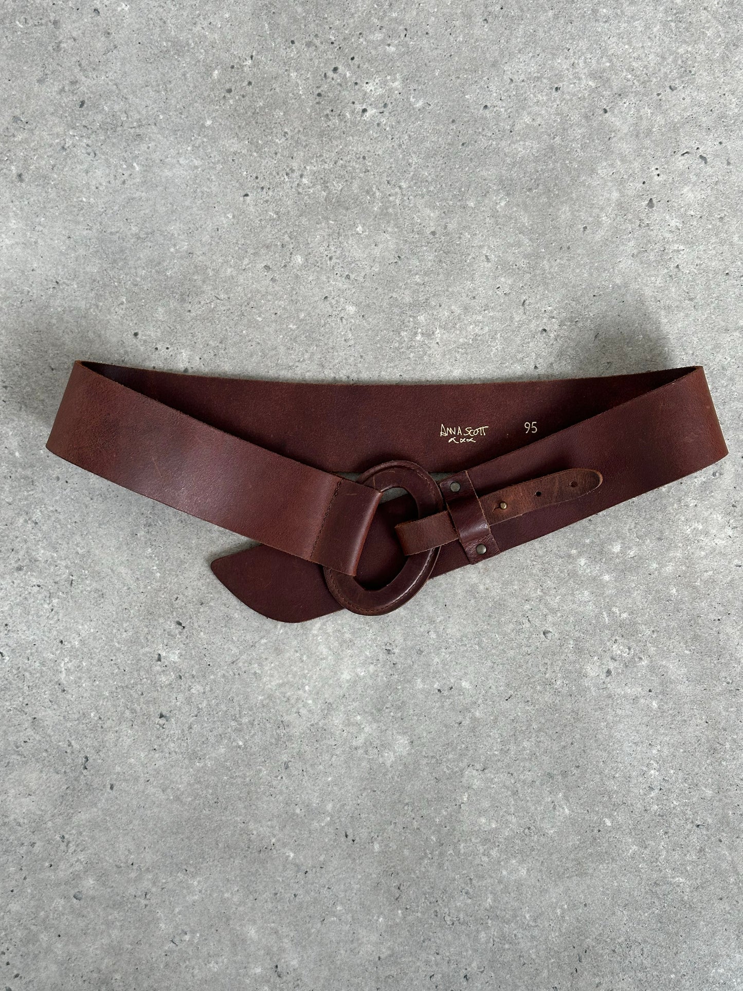 Vintage 1990s Chunky Oval Leather Belt - W36-38