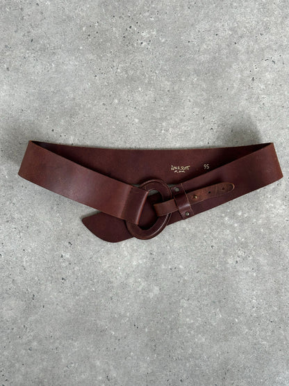 Vintage 1990s Chunky Oval Leather Belt - W36-38