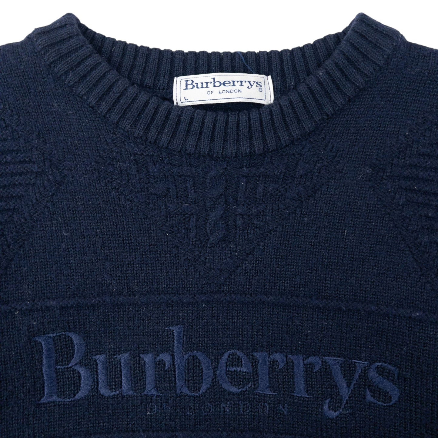 Vintage 90s Burberry Embroidered Knit Jumper Size XS | XS, Navy