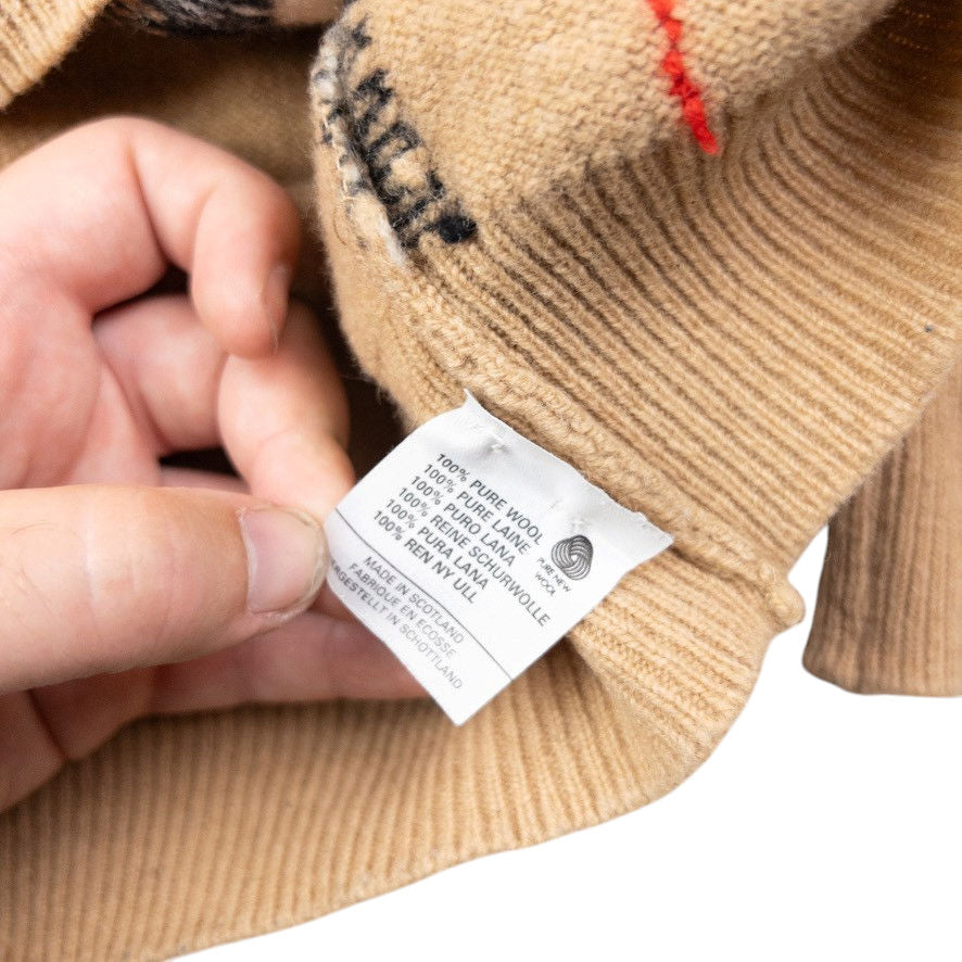 Vintage 90s Burberry Nova Check Wool Jumper Womens Size M | Medium, Beige