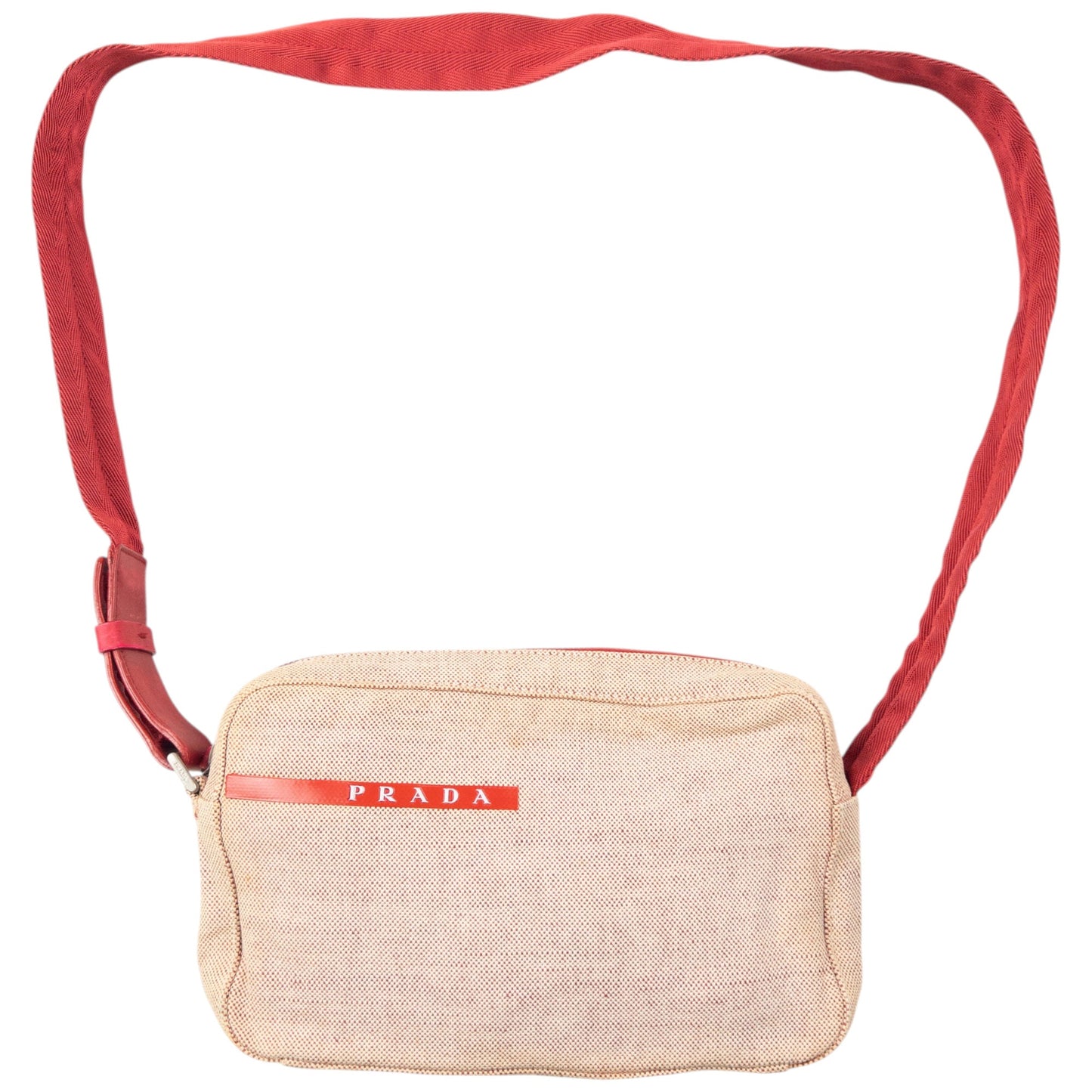 Vintage 1999 Prada Sport Canvas Crossbody Bag | O/S, Beige