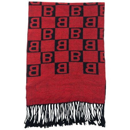 Vintage 90s Burberry Monogram Checkered Cashmere Tassel Scarf | O/S, Black