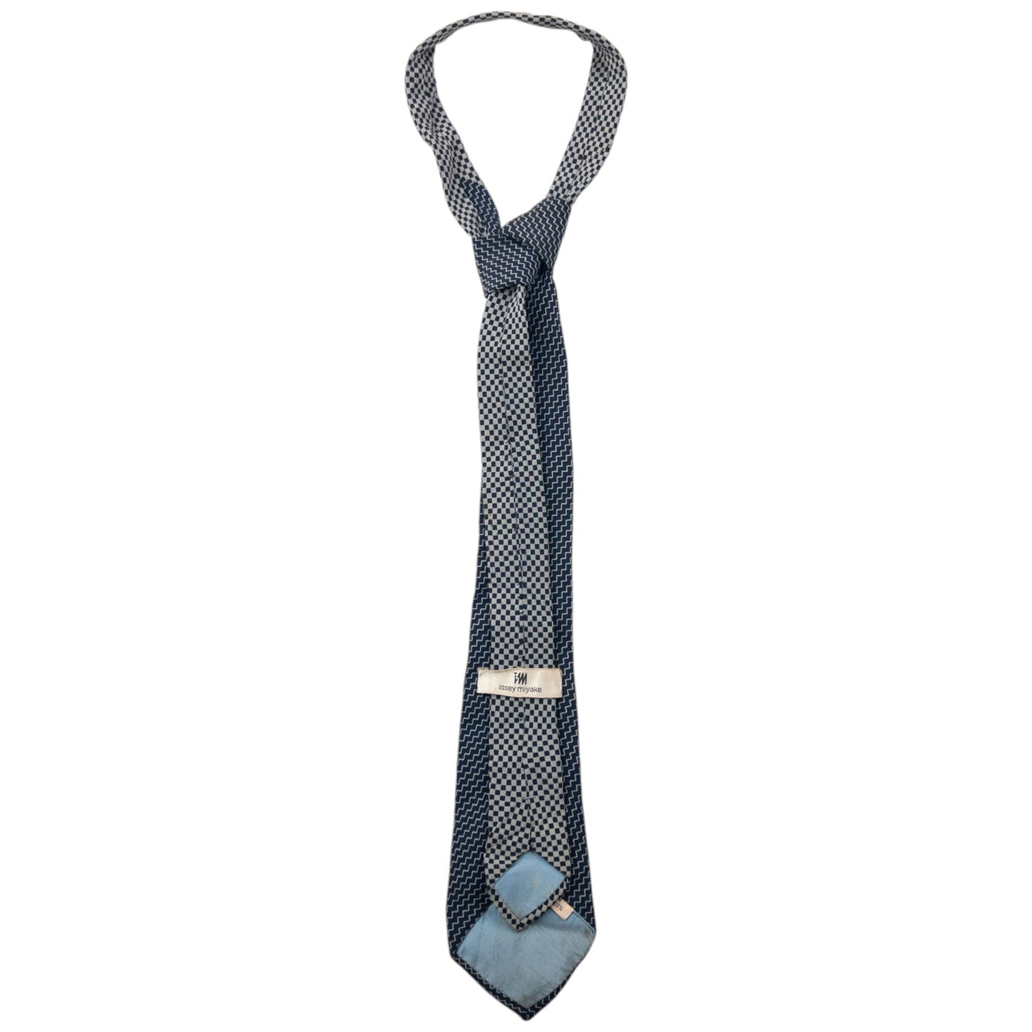 Vintage 90s Issey Miyake Zig Zag Pattern Silk Tie | O/S, Grey