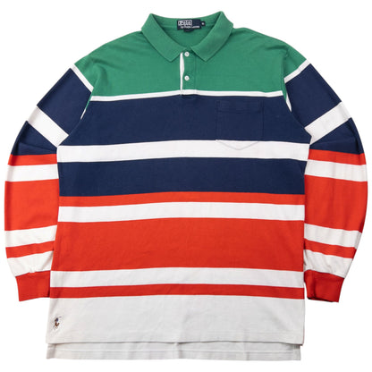 Vintage 90s Polo Ralph Lauren Striped Long Sleeve Polo Shirt Size XL | XL, Red