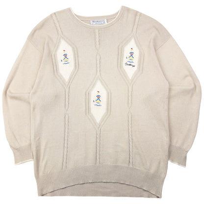 Vintage Burberry Embroidered Knit Jumper Size L