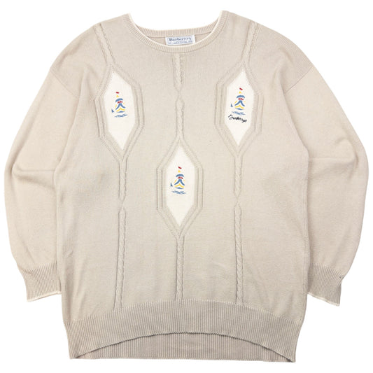 Vintage Burberry Embroidered Knit Jumper Size L