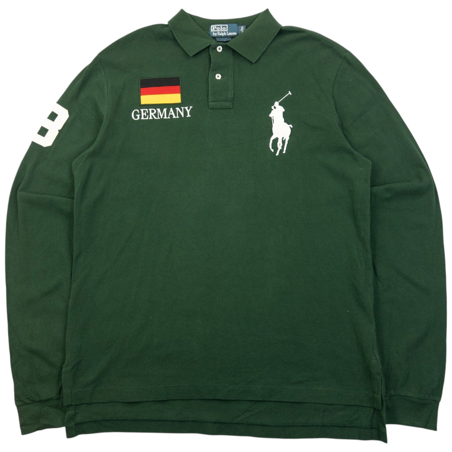 Vintage 90s Polo Ralph Lauren Germany Long Sleeve Polo Shirt Size L | Large, Green