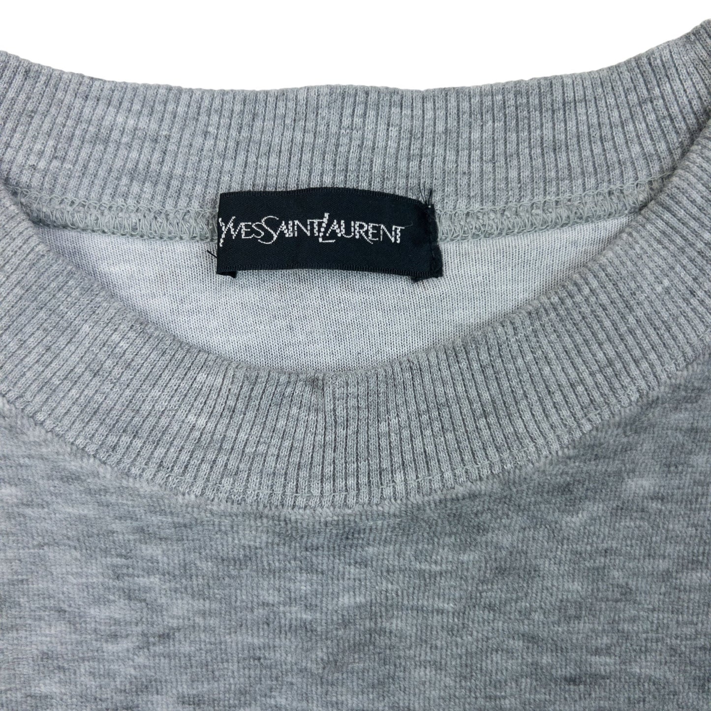 Vintage 90s YSL Yves Saint Laurent Embroidered Velour Sweatshirt Size S | Small, Grey