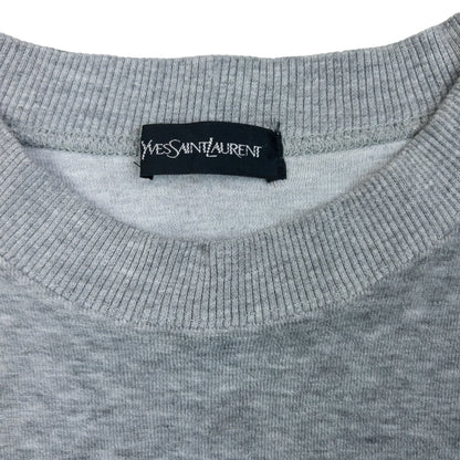 Vintage 90s YSL Yves Saint Laurent Embroidered Velour Sweatshirt Size S | Small, Grey