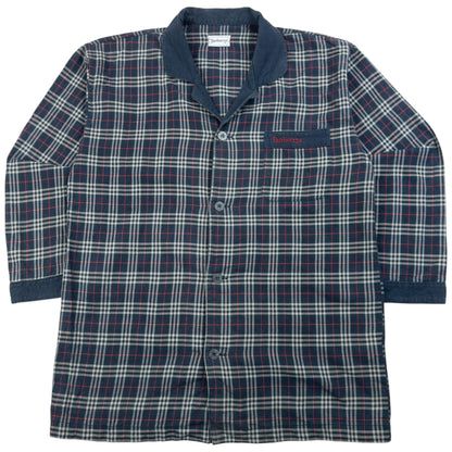 Vintage 90s Burberry Nova Check Long Sleeve Button Up Pyjama Shirt SizeM | Medium, Navy