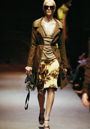 Vintage FW2004 Prada Ruched Pleat Landscape And Temple Skirt Womens Size W28 | W28, Multicoloured