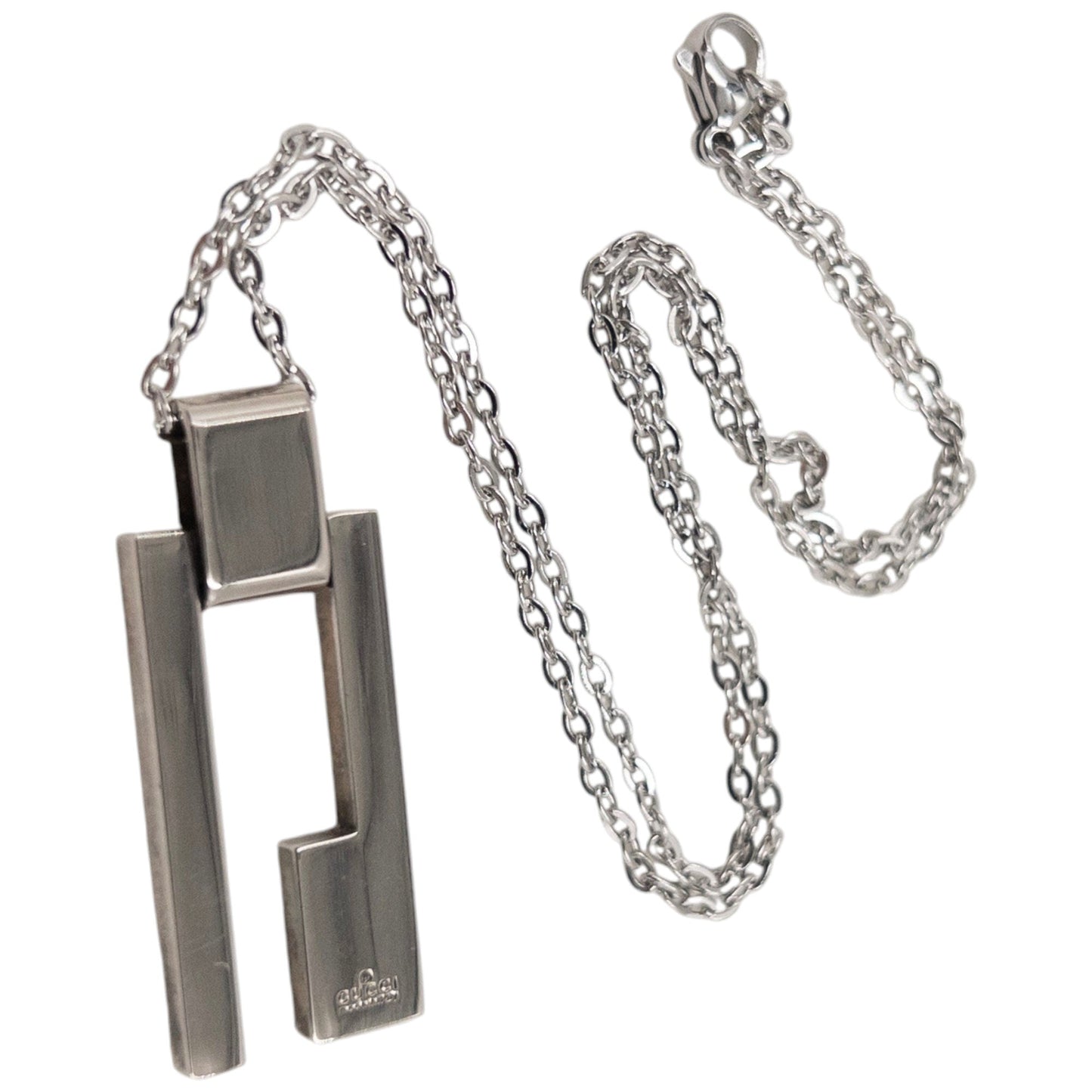 Vintage 2000s Gucci Silver G Plate Necklace | O/S, Grey