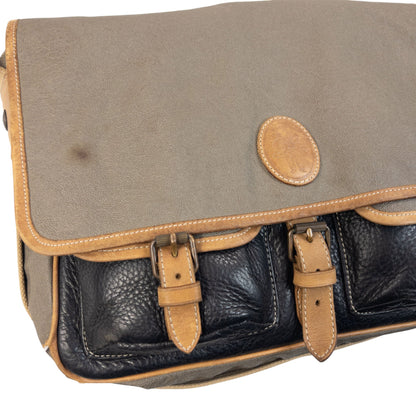 Vintage 80s CP Company Leather Messenger Crossbody Bag | O/S, Beige, Black, Tan