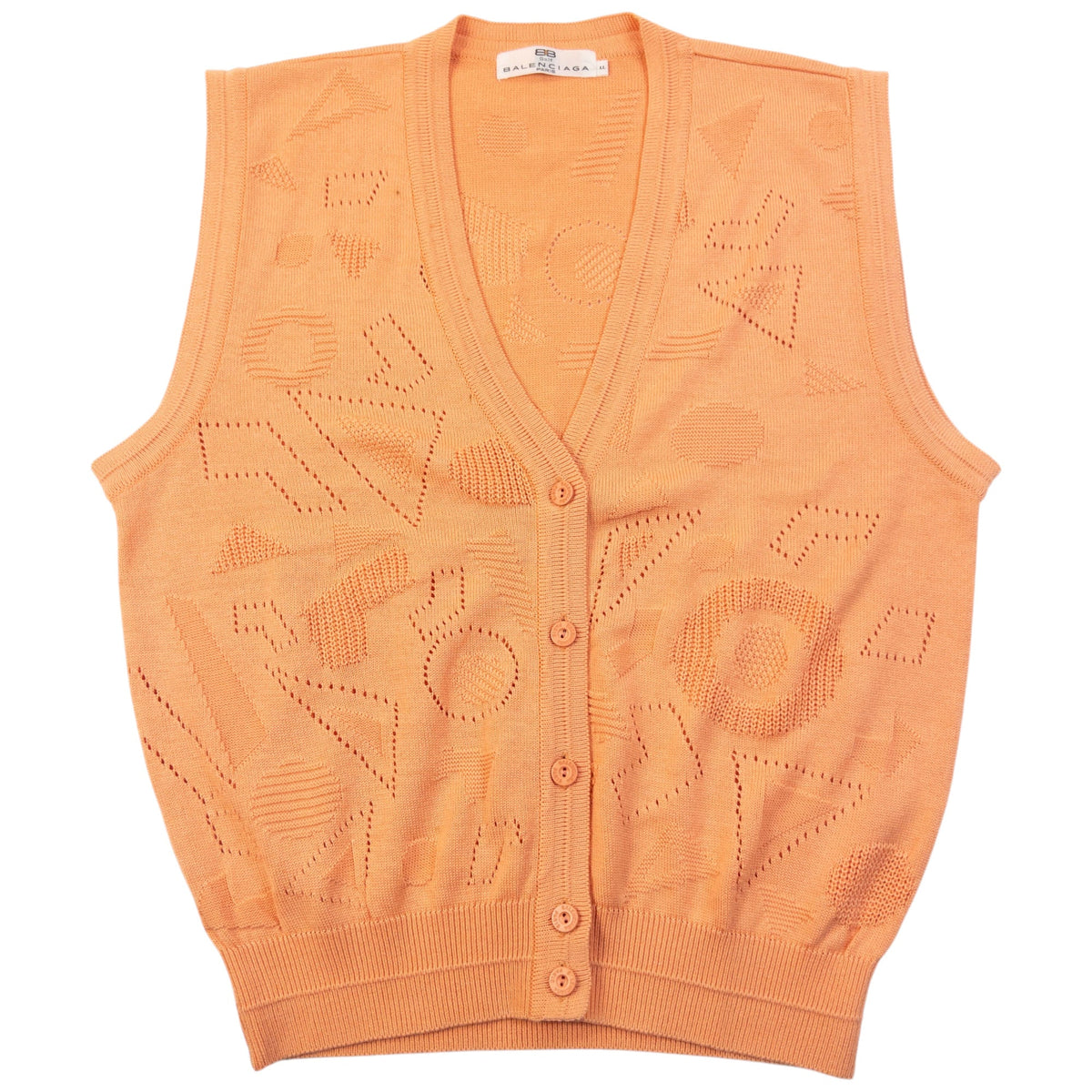Vintage 90s Balenciaga Golf Button Up Sweater Vest Womens Size M | Medium, Orange
