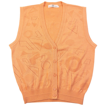 Vintage 90s Balenciaga Golf Button Up Sweater Vest Womens Size M | Medium, Orange