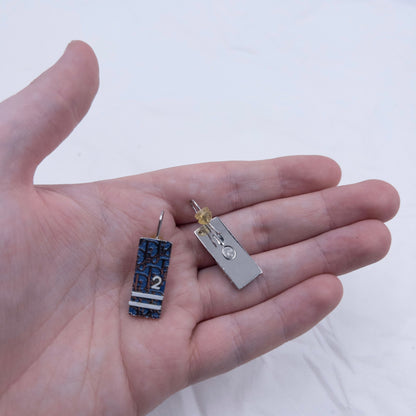 Vintage 2000s Dior Monogram Number Earrings | O/S, Blue