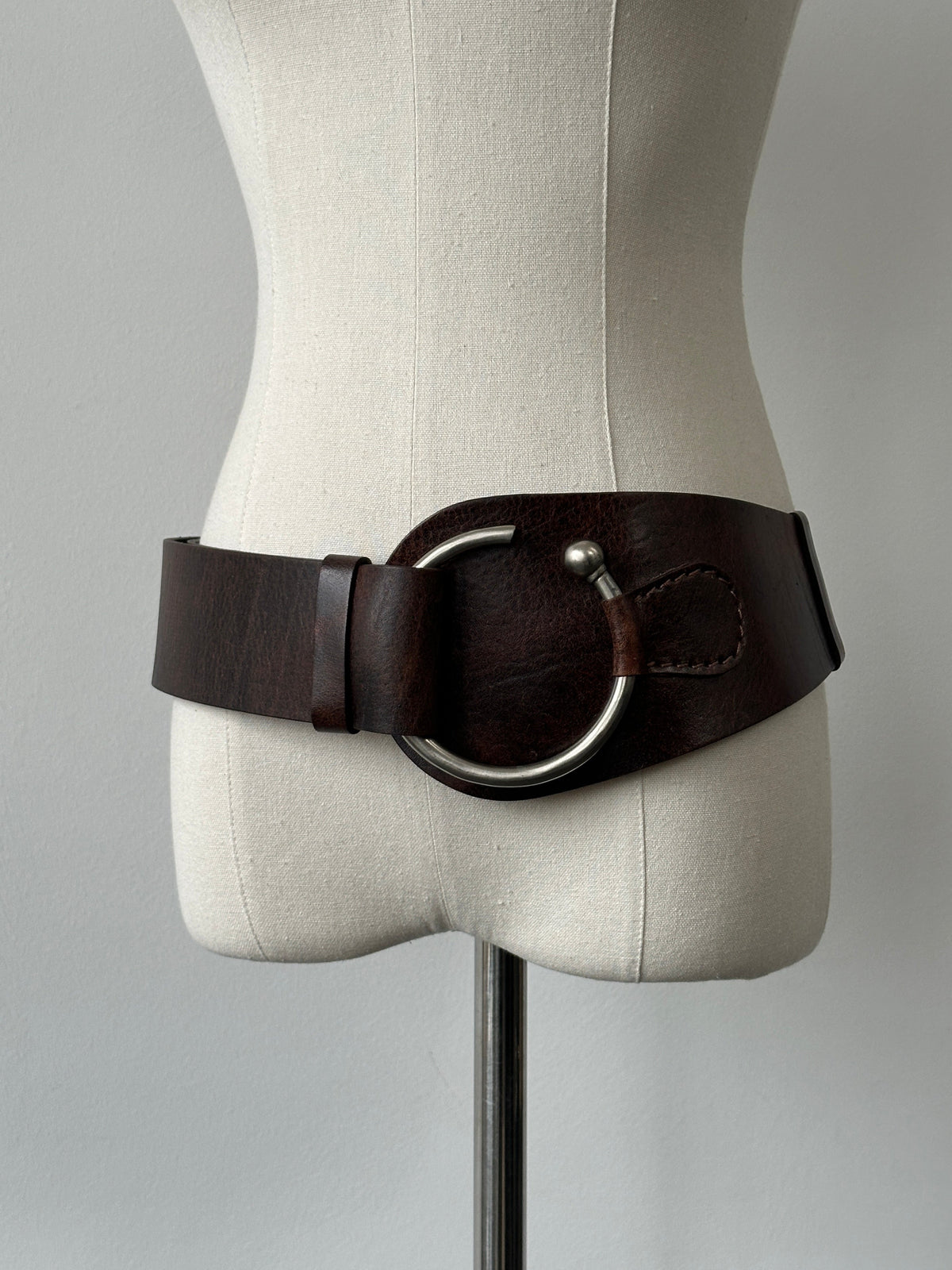Vintage 2000s Leather Chunky Belt - One size