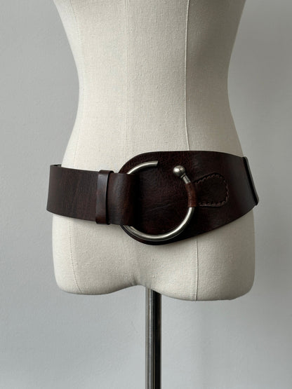 Vintage 2000s Leather Chunky Belt - One size