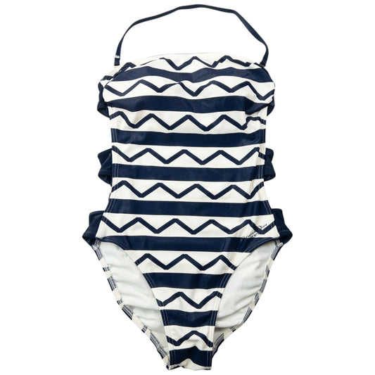 Vintage 90s Dior Sports Striped Cut-Out Swimming Costume Womens Size M | Medium, Navy