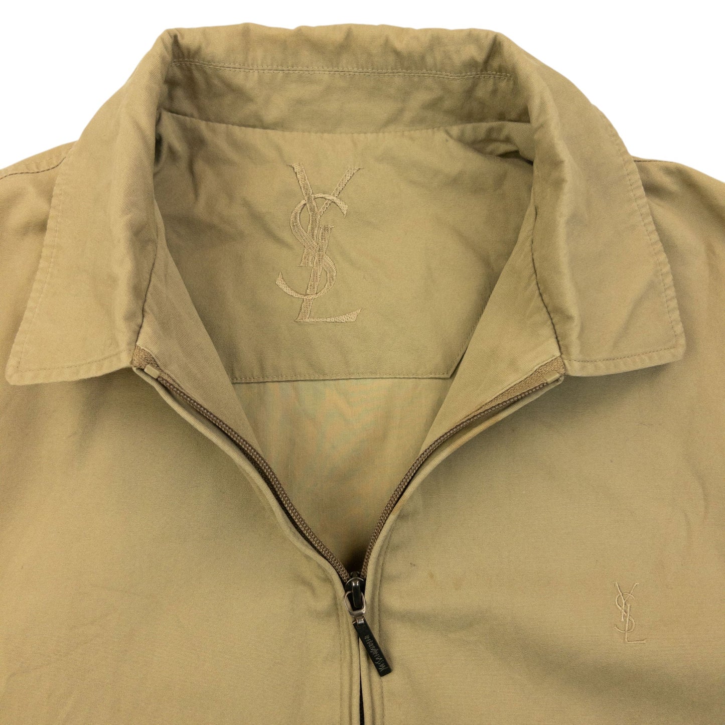 Vintage 90s YSL Yves Saint Laurent Harrington Jacket Size M | Medium, Beige