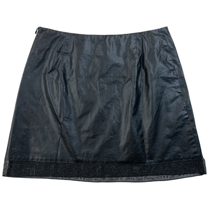 Vintage 2000s Versace Jeans Couture Faux Leather Mini Skirt Womens Size W26 | W26, Black