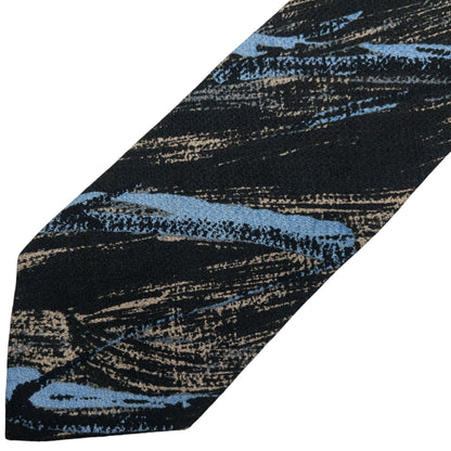 Vintage Issey Miyake Pattern Silk Tie | O/S, Black, Blue, Beige
