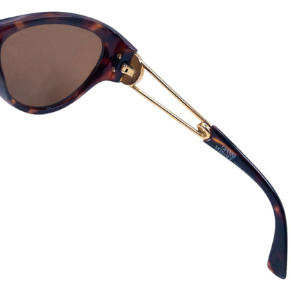 Vintage 1996 Gianni Versace Safety Pin Tortoise Shell Sunglasses | O/S, Brown