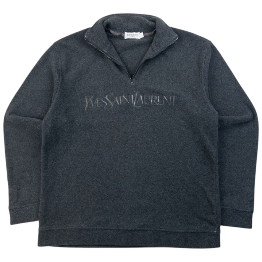 Vintage 2000s YSL Yves Saint Laurent Q Zip Fleece Sweatshirt Size M | Medium, Grey